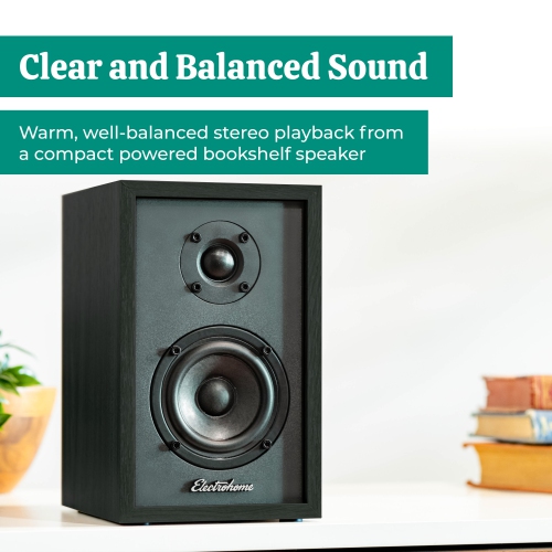 Electrohome Berkeley 2.0 Stereo Powered Bookshelf Speakers with Built-in Amplifier, 3" Drivers, Bluetooth 5, RCA/Aux