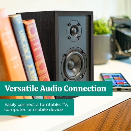 Electrohome Berkeley 2.0 Stereo Powered Bookshelf Speakers with Built-in Amplifier, 3" Drivers, Bluetooth 5, RCA/Aux