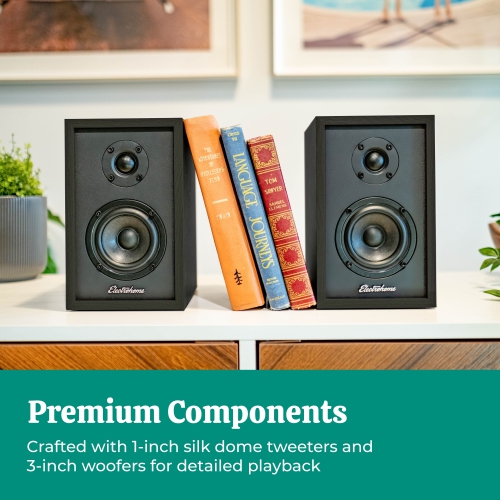 Electrohome Berkeley 2.0 Stereo Powered Bookshelf Speakers with Built-in Amplifier, 3" Drivers, Bluetooth 5, RCA/Aux