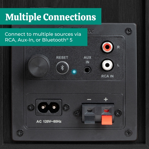 Electrohome Berkeley 2.0 Stereo Powered Bookshelf Speakers with Built-in Amplifier, 3" Drivers, Bluetooth 5, RCA/Aux