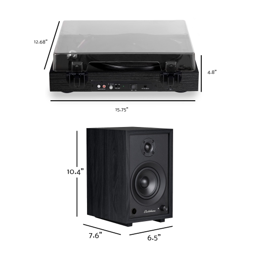 Electrohome Montrose Record Player Stereo System with 4" Bluetooth Powered Bookshelf Speakers, Belt-Drive Turntable