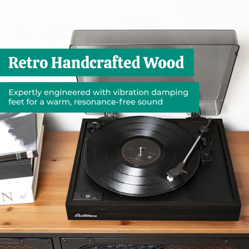 Electrohome Montrose Record Player Stereo System with 4" Bluetooth Powered Bookshelf Speakers, Vinyl-to-MP3 Recording