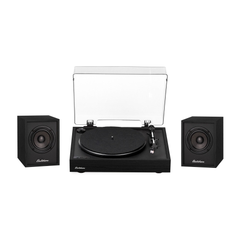 Electrohome Montrose Wireless Vinyl Record Player with Huntley, Powered Bluetooth Bookshelf Speakers, Black