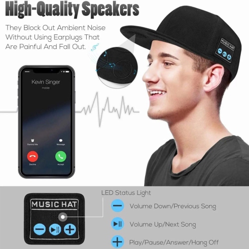 axGear Wireless Bluetooth Music Hat Headset Headphone Speaker Mic For Outdoor Sport