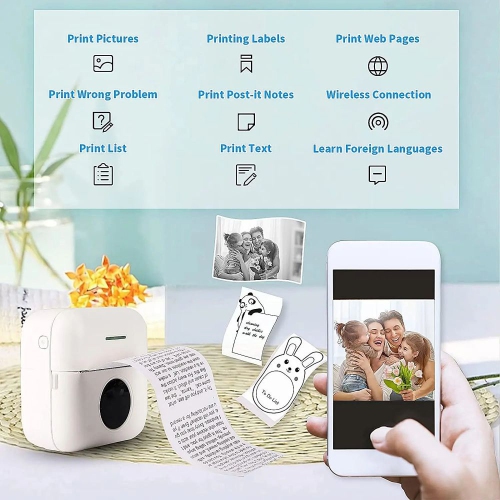 axGear Wireless Bluetooth Portable Pocket Mini Thermal Photo Printer Inkless Printing