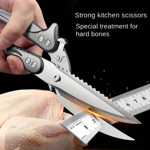 Ciseaux de cuisine robustes ciseaux de cuisine à coupe multifonction en acier inoxydable ultra-nette d'axGear