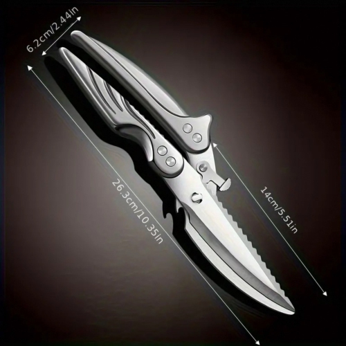 Ciseaux de cuisine robustes ciseaux de cuisine à coupe multifonction en acier inoxydable ultra-nette d'axGear