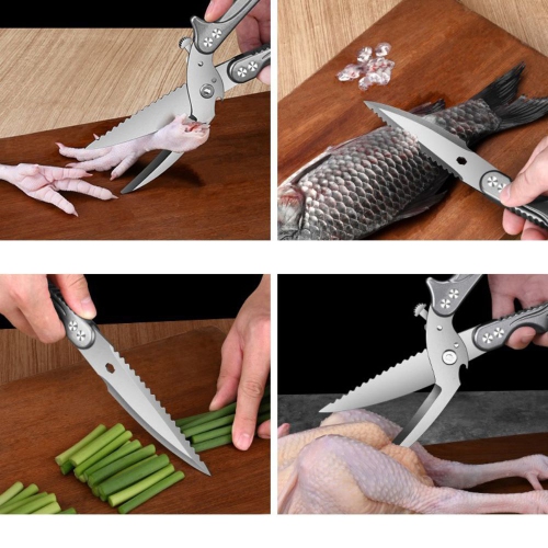 Ciseaux de cuisine robustes ciseaux de cuisine à coupe multifonction en acier inoxydable ultra-nette d'axGear