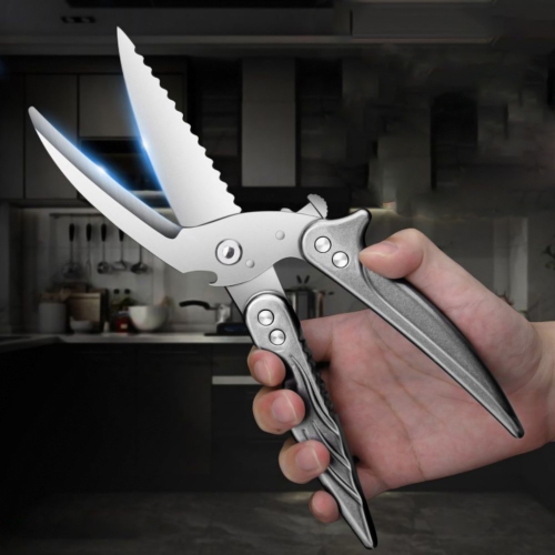 Ciseaux de cuisine robustes ciseaux de cuisine à coupe multifonction en acier inoxydable ultra-nette d'axGear