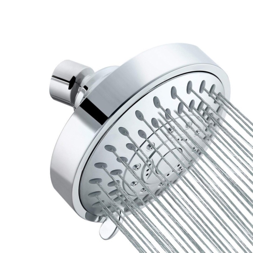 axGear High Pressure 4 Inch Shower Head with 5-Settings Chrome Finish Swivel Ball Joint