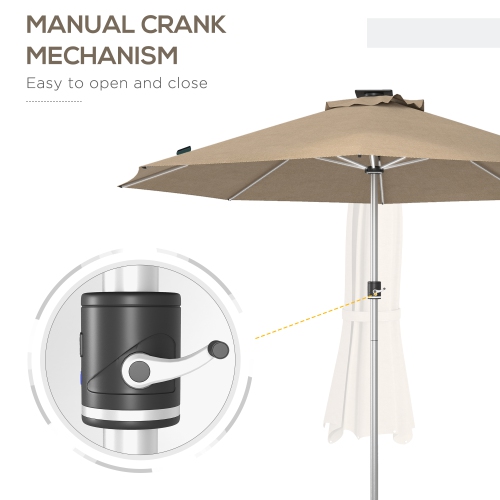 Parasol de patio 9,6 9,6 pi d'Outsunny avec recharge solaire/USB-C, évent, parasol de table marché extérieur, parasol parasol parasol avec 4