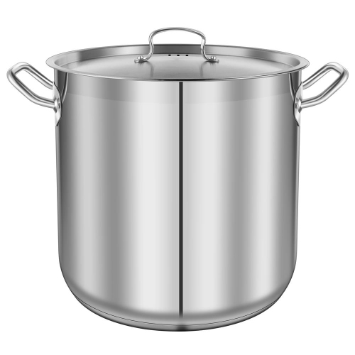 Stainless Steel Cookware Stockpot - 40 Quart, Heavy Duty Induction Pot, Soup Pot With Stainless Steel Lid