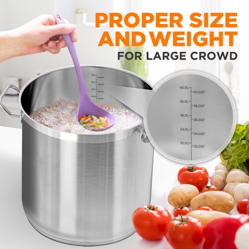 Marmite en acier inoxydable - 40 pintes, récipient à induction robuste, marmite à soupe avec couvercle en acier inoxydable