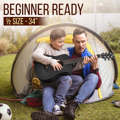 34'' Beginners 6-String Acoustic Guitar - 1/2 Junior Size Guitar with Accessory Kit