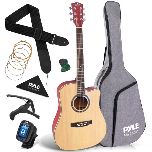 PYLE  Beginners 6-String Acoustic Guitar - 41" Cutaway Body With Accessory Kit