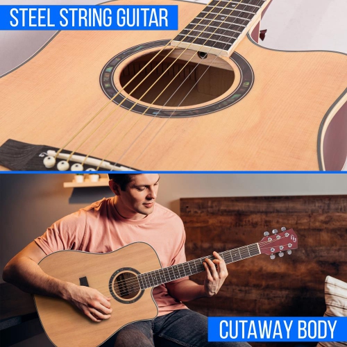 Beginners 6-String Acoustic Guitar - 41" Cutaway Body with Accessory Kit