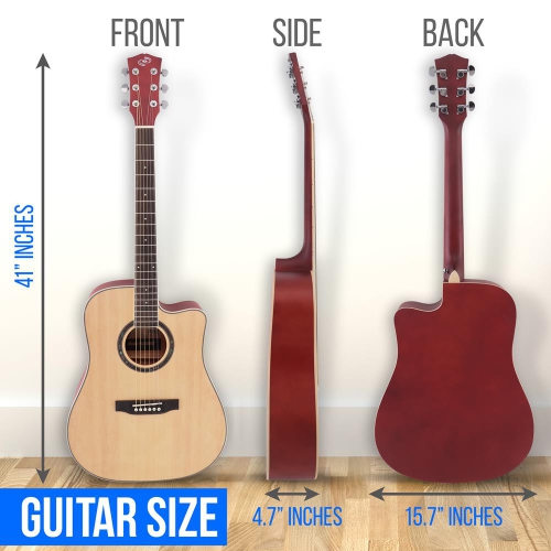 Beginners 6-String Acoustic Guitar - 41" Cutaway Body with Accessory Kit