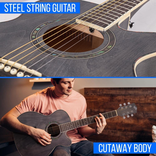 Beginners 6-String Acoustic Guitar - 36" Cutaway Body with Accessory Kit