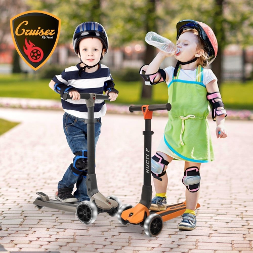 3-Wheel Foldable Kids Scooter - Child Toy Scooter with Built-in LED Wheel Lights, Easy Maneuvering Lean-to-Steer Technology
