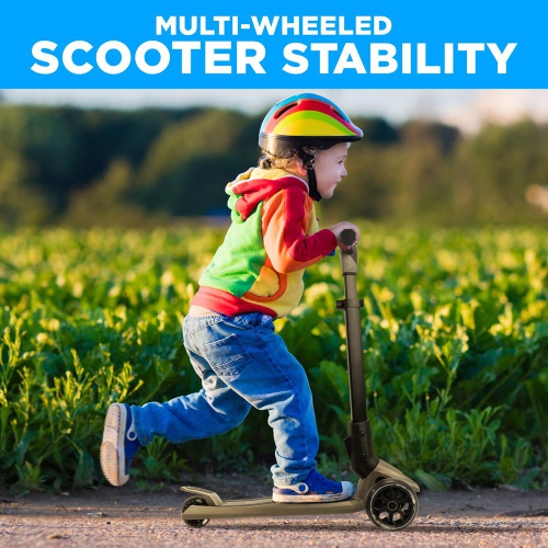 3-Wheel Foldable Kids Scooter - Child Toy Scooter with Built-in LED Wheel Lights, Easy Maneuvering Lean-to-Steer Technology