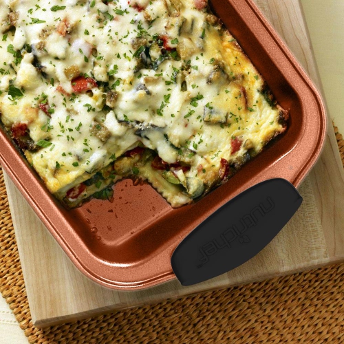 Flexible & Nonstick Carbon Steel Bakeware Set - Professional Home Kitchen Bake Pan Set with Black Silicone Handles