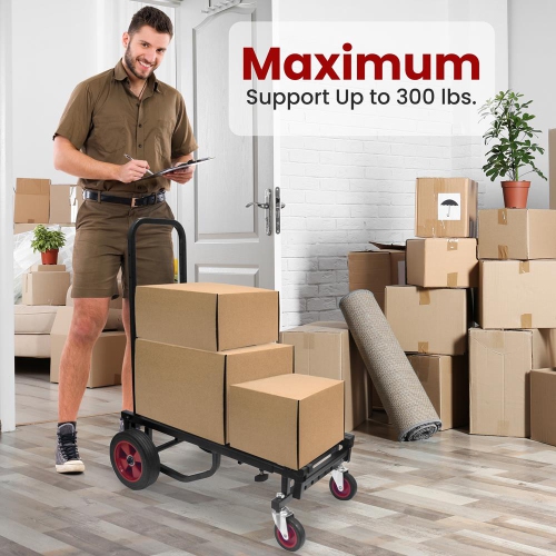 Adjustable Professional Equipment Cart - Compact 8-in-1 Folding Multi-Cart, Hand Truck/Dolly/Platform Cart, Extends Up to 25.24'' to 40.24''