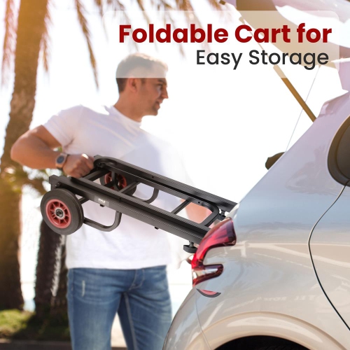 Adjustable Professional Equipment Cart - Compact 8-in-1 Folding Multi-Cart, Hand Truck/Dolly/Platform Cart, Extends Up to 25.24'' to 40.24''