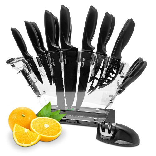 17-Piece Kitchen Precision Knives Set - Versatile Stainless Steel Knife Set with Blockstand , Ideal for Cutting, Slicing, Chopping, and Dicing