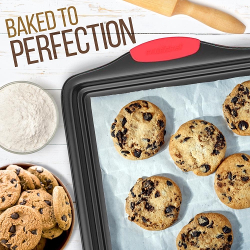 Moules de cuisson pour four de cuisine - revêtement antiadhésif gris de luxe à l'intérieur et à l'extérieur en acier au carbone avec poignées en