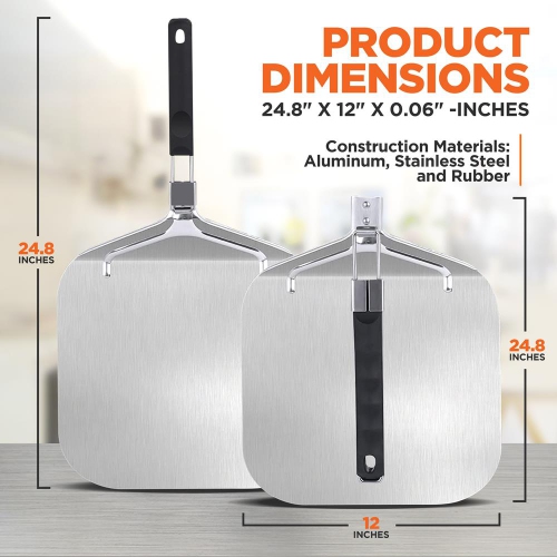 Pizza Peel for Oven and Grill - Durable and Safe Aluminum Base with Stainless Steel Handle
