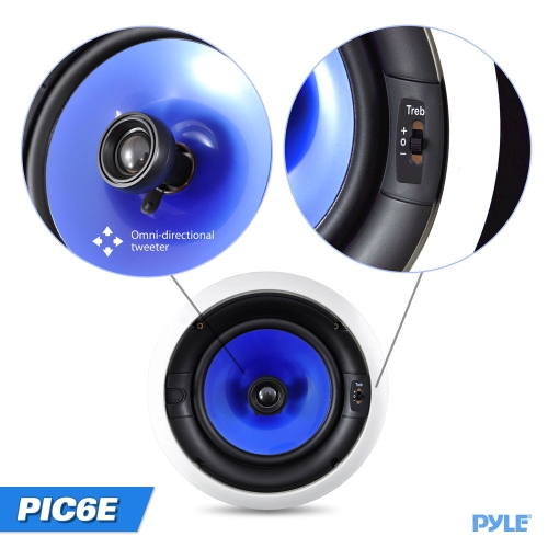 In-Wall / In-Ceiling Hi-Fi Speaker System - High Performance Home Speakers with Adjustable Treble Control