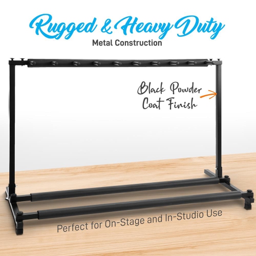 9-Space Foldable Guitar Rack - Guitar Stand, Multi-Instrument Floorstand Guitar Rack Holder