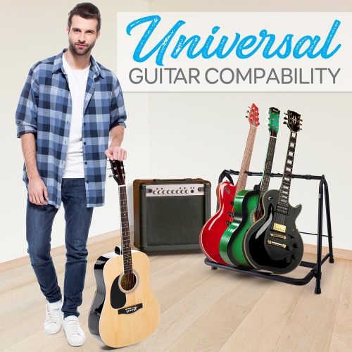 5-Space Foldable Guitar Rack - Guitar Stand, Multi-Instrument Floorstand Guitar Rack Holder