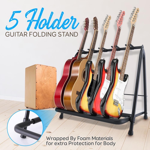 5-Space Foldable Guitar Rack - Guitar Stand, Multi-Instrument Floorstand Guitar Rack Holder