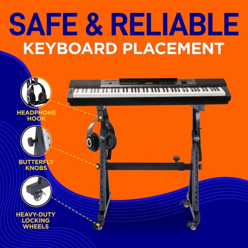 Support robuste pour clavier avec roulettes - Support à hauteur réglable pour piano numérique/électronique avec roues verrouillables