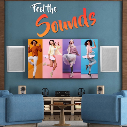 Système de haut-parleurs encastrables au mur/au plafond, 6,5 po, 2 voies, encastré, blanc