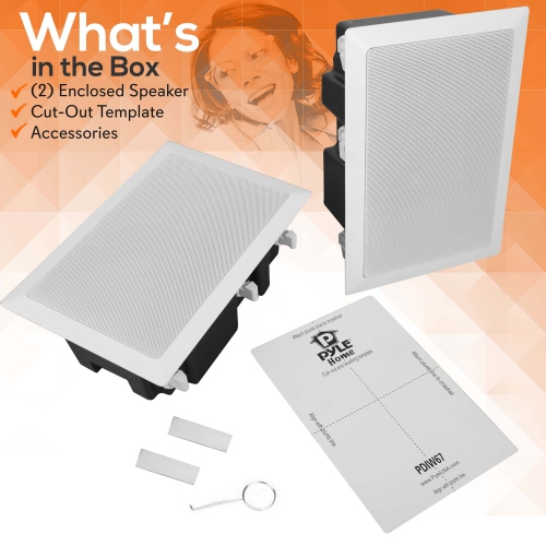 Système de haut-parleurs encastrables au mur/au plafond, 6,5 po, 2 voies, encastré, blanc