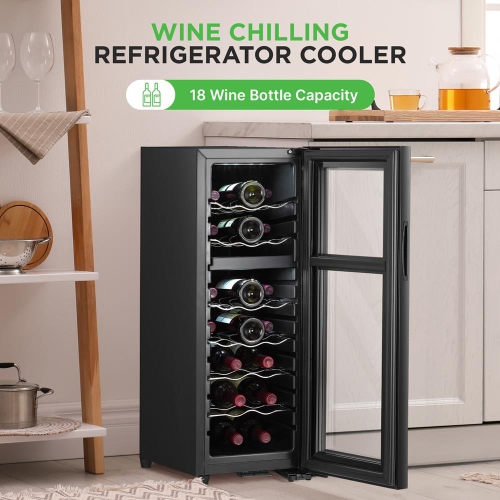 Wine Chilling Refrigerator Cellar - Dual-Zone Wine Cooler/Chiller, Digital Touch Button Control with Air Tight Seal, Placement for Standing Bottles