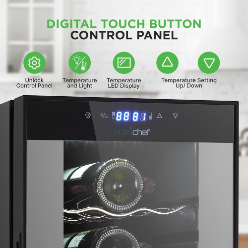 Wine Chilling Refrigerator Cellar - Dual-Zone Wine Cooler/Chiller, Digital Touch Button Control with Air Tight Seal, Placement for Standing Bottles
