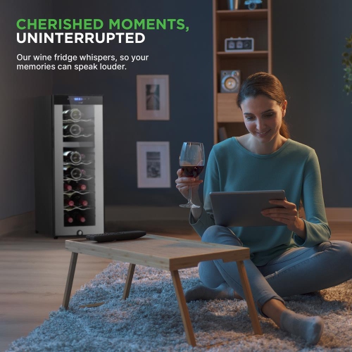 Wine Chilling Refrigerator Cellar - Dual-Zone Wine Cooler/Chiller, Digital Touch Button Control with Air Tight Seal, Placement for Standing Bottles
