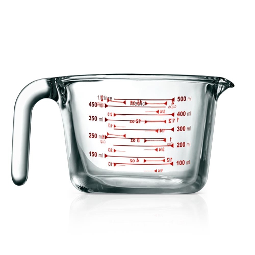 500 ml. High Borosilicate Glass Measuring Cup with Customized Decal Scale