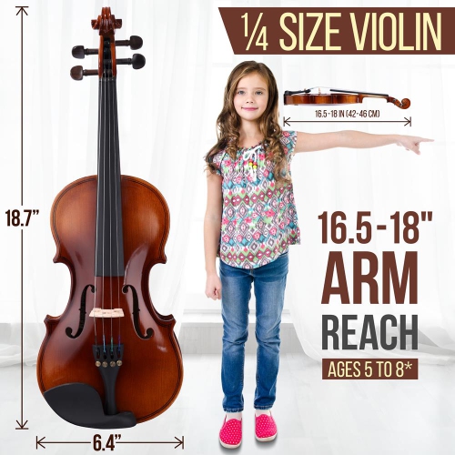 Plywood Violin Stringed Instrument - Student Grade Violin with Accessory Kit Included