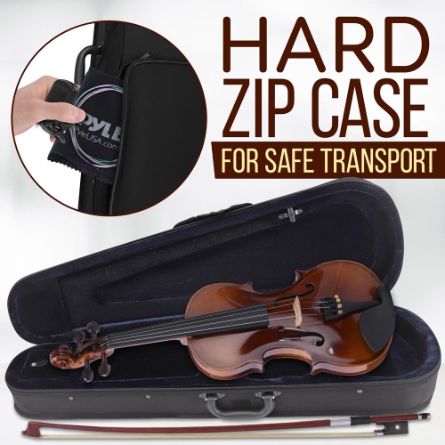 Plywood Violin Stringed Instrument - Student Grade Violin with Accessory Kit Included