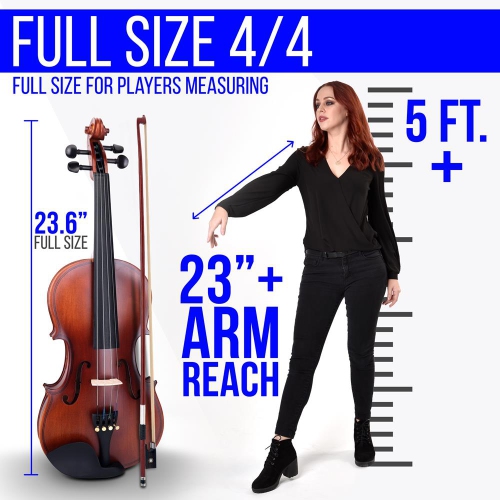 Plywood Violin Stringed Instrument - Student Grade Violin with Accessory Kit Included