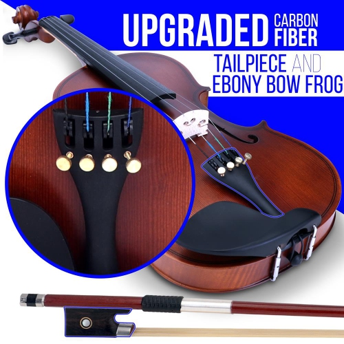 Plywood Violin Stringed Instrument - Student Grade Violin with Accessory Kit Included