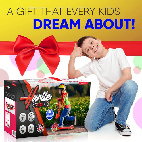 Trottinette à 3 roues pour enfants ScootKid - trottinette jouet pour enfants et tout-petits avec lumières à DEL intégrées, siège confortable