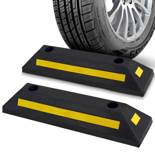 Vehicle Wheel Stop - Car & Truck Parking Curb Tire Stop, Heavy Duty Rubber Parking Tire Block