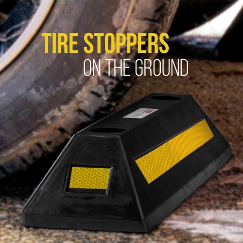 Vehicle Wheel Stop - Car & Truck Parking Curb Tire Stop, Heavy Duty Rubber Parking Tire Block