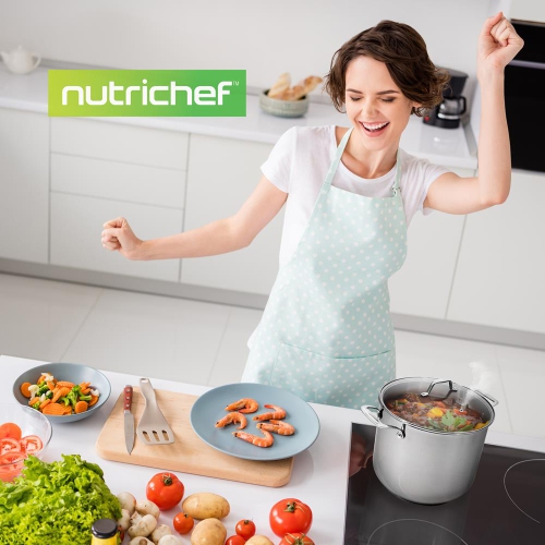 Stainless Steel Cookware Stockpot - 15 Quart, Heavy Duty Induction Pot, Soup Pot With Lid