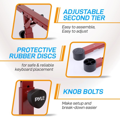 Support pour clavier robuste - Support à musique réglable en hauteur avec 2nd niveaux